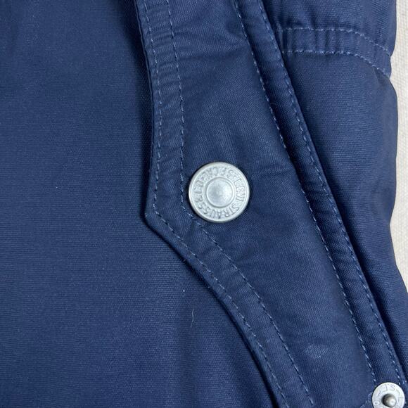 Levi’s Youth Puffer Vest M | Red Blue Sherpa Collar Fleece Lined Zip Snap Retro - Picture 10 of 14